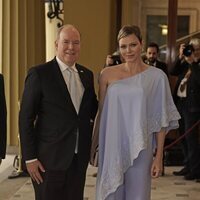 Alberto y Charlene de Mónaco en la recepción previa a la coronación de Carlos III