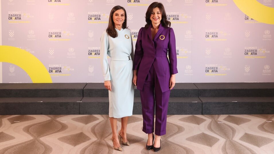 La Reina Letizia y la Primera Dama de Croacia en un congreso en Zagreb