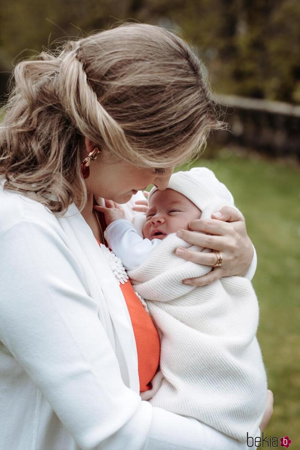 Stéphanie de Luxemburgo y su hijo François en el 3 cumpleaños de Charles de Luxemburgo