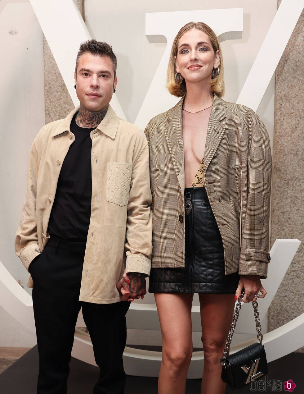 Fedez y Chiara Ferragni en el desfile de Louis Vuitton en Isola Bella