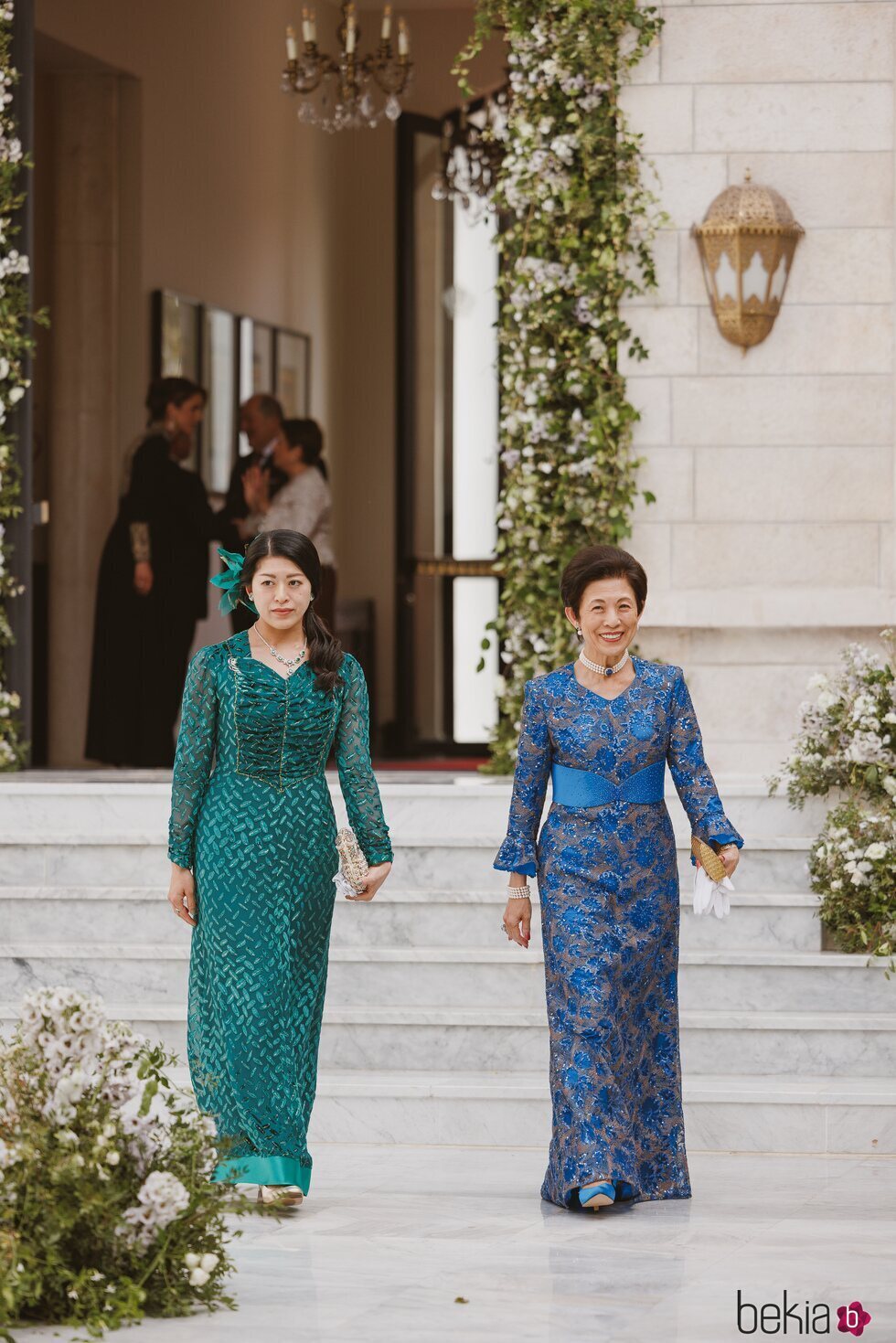 Hisako Takamado de Japón y Tsuguko de Japón en la boda de Hussein y Rajwa de Jordania