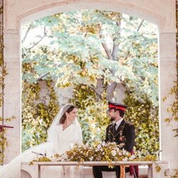 Hussein y Rajwa de Jordania en su boda