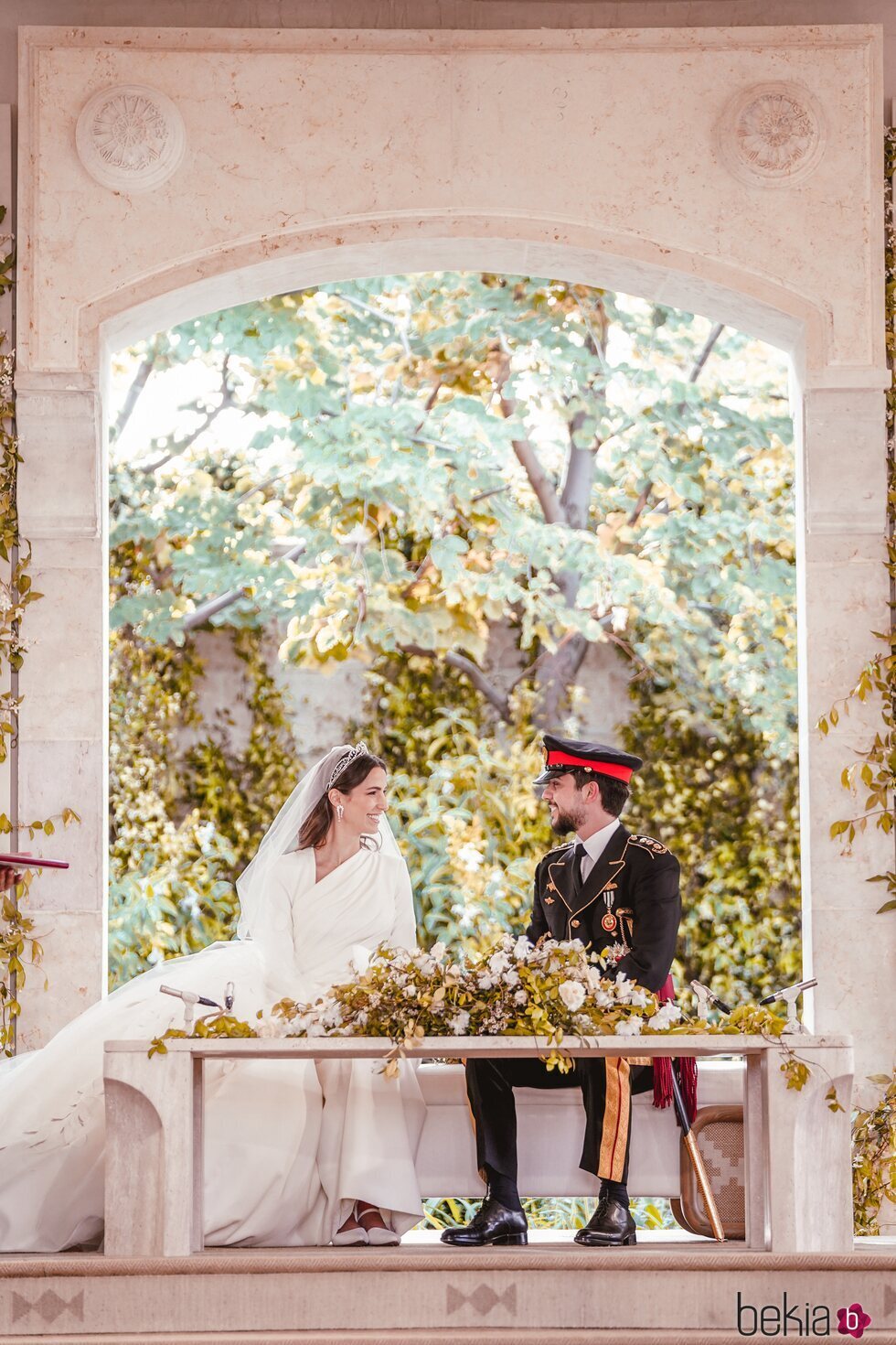 Hussein y Rajwa de Jordania en su boda