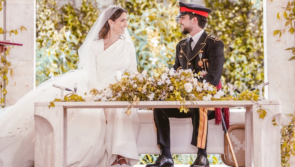 Hussein y Rajwa de Jordania en su boda