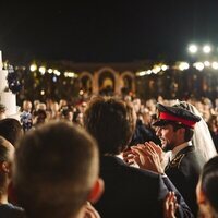 Hussein y Rajwa de Jordania en la celebración de su boda