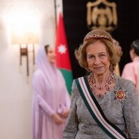 La Reina Sofía con la tiara Niarchos en la recepción por la boda de Hussein y Rajwa de Jordania