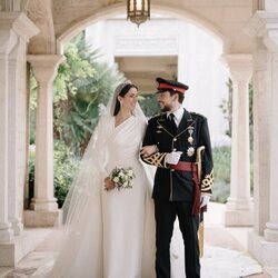 Hussein y Rajwa de Jordania el día de su boda