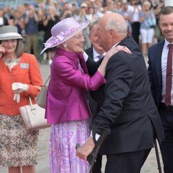 Margarita de Dinamarca y Harald de Noruega se saludan en Copenhague