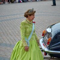 Sonia de Noruega con la tiara de la Emperatriz Josefina en la cena en su honor en Amalienborg