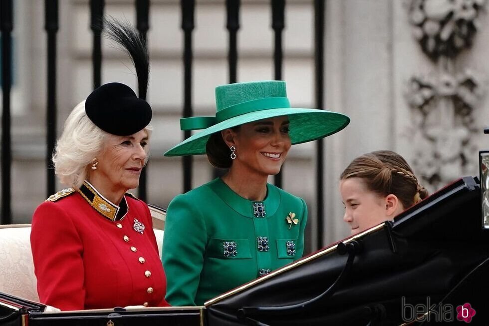 La Reina Camilla, Kate Middleton y la Princesa Charlotte en el Trooping the Colour 2023