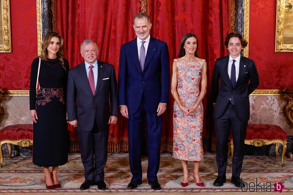 Los Reyes Felipe y Letizia, Abdalá y Rania de Jordania y Hashem de Jordania en el Palacio Real