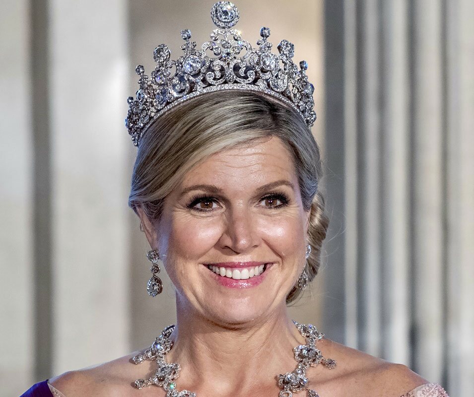 Máxima de Holanda con la tiara Stuart en la cena por su Visita de Estado a Bélgica