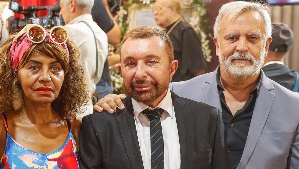 Regina do Santos, José Manuel Parada y Enrique del Pozo en el funeral de Carmen Sevilla