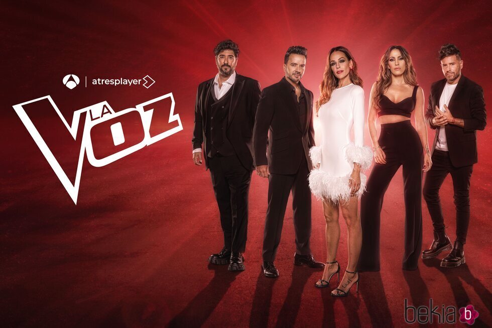 Póster de la quinta edición de 'La Voz' en Antena 3 con Antonio Orozco, Luis Fonsi, Eva González, Malú y Pablo López