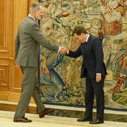 Almeida hace la reverencia a Felipe VI en una audiencia en La Zarzuela