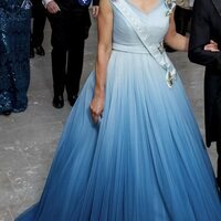 Victoria de Suecia con la Tiara Fringe de Baden en la cena por el Jubileo de Carlos Gustavo de Suecia