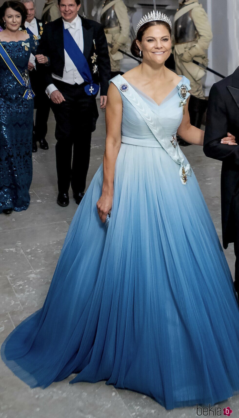 Victoria de Suecia con la Tiara Fringe de Baden en la cena por el Jubileo de Carlos Gustavo de Suecia