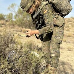 La Princesa Leonor con uniforme militar en sus maniobras militares en la Academia General Militar