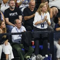 La Infanta Cristina animando a Pablo Urdangarin en el partido de balonmano entre el Granollers y el Barça