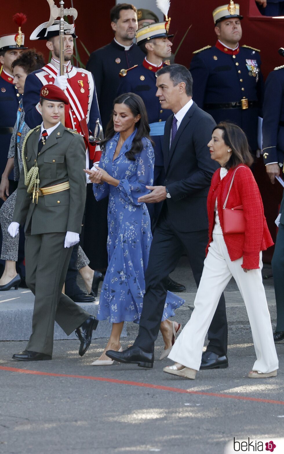 La Princesa Leonor, la Reina Letizia, Pedro Sánchez y Margarita Robles en el día de la Hispanidad 2023