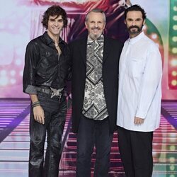 José Pastor, Miguel Bosé e Iván Sánchez en la presentación de 'Bosé' en Mediaset