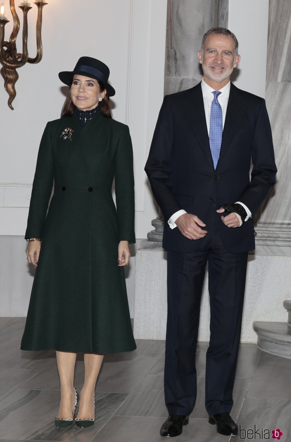 Mary de Dinamarca y Felipe VI en la ceremonia de bienvenida a los Reyes Felipe y Letizia en Amalienborg