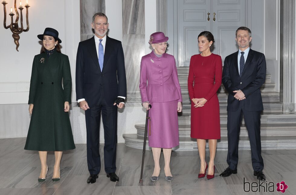 Los Reyes Felipe y Letizia, Margarita de Dinamarca y Federico y Mary de Dinamarca en Amalienborg