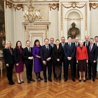 Christian de Dinamarca con Margarita de Dinamarca, Federico y Mary de Dinamarca y el Gobierno de Dinamarca en el Consejo de Estado