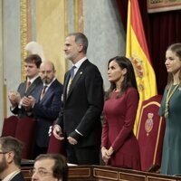 Los Reyes Felipe VI y Letizia y la Princesa Leonor en el Congreso de los Diputados durante la Apertura de la XV Legislatura