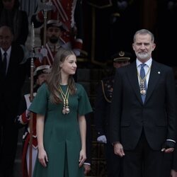 Los Reyes Felipe y Letizia y la Princesa Leonor tras la celebración de la Apertura de la XV Legislatura