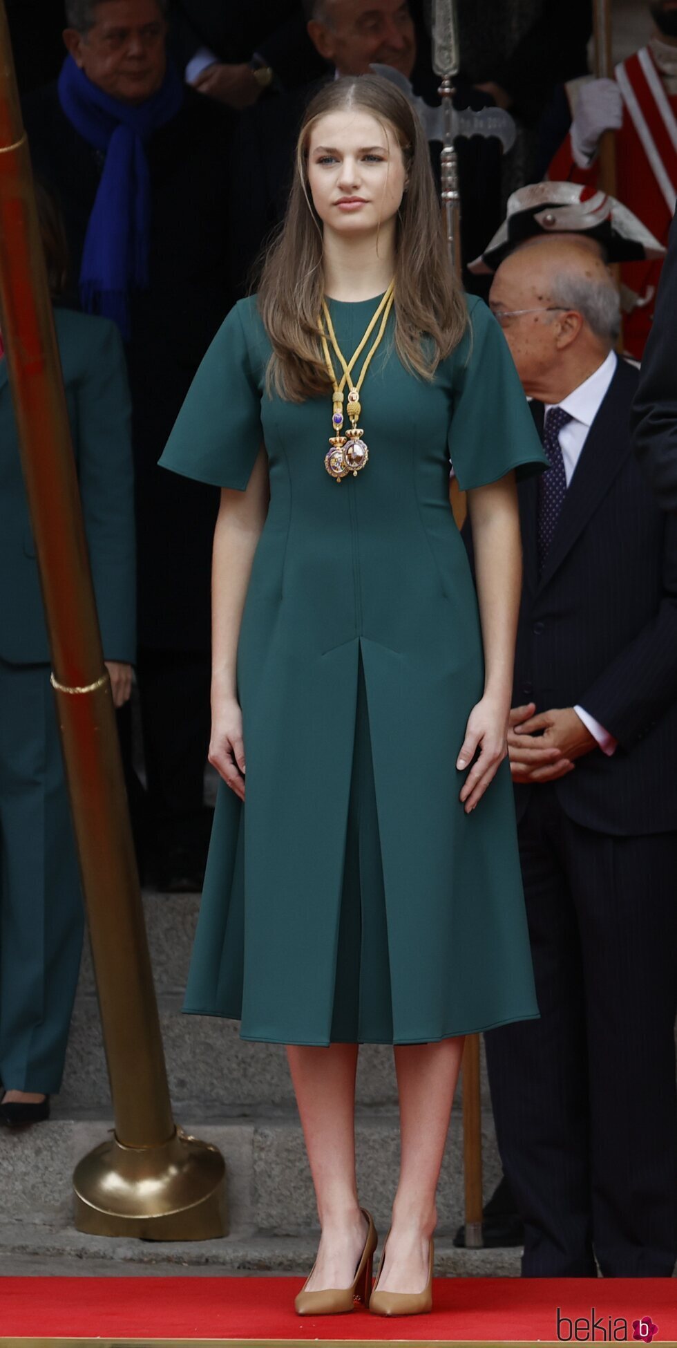 La Princesa Leonor con un vestido verde de Adolfo Domínguez en la Apertura de la XV Legislatura