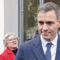 Pedro Sánchez saliendo de la capilla ardiente de Concha Velasco