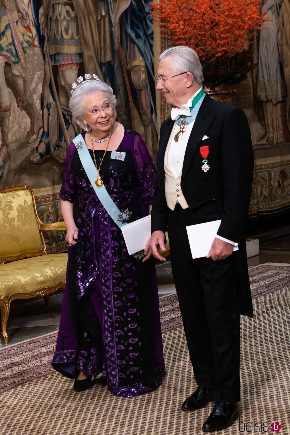 Cristina de Suecia y Tord Magnuson en la cena a los premiados con el Nobel 2023