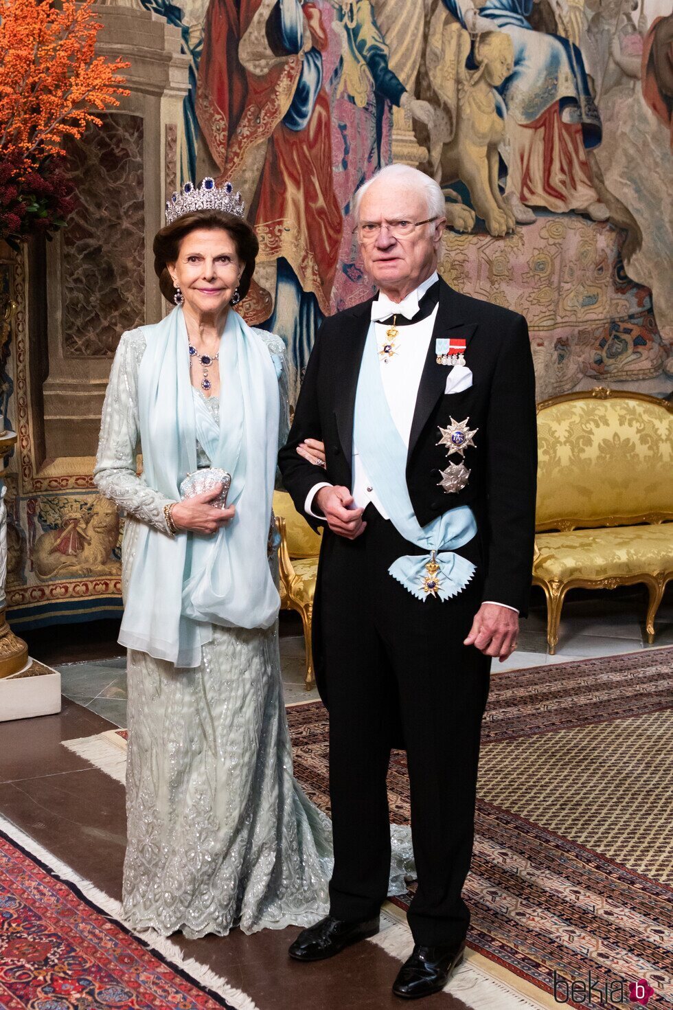 Carlos Gustavo y Silvia de Suecia en la cena a los premiados con el Nobel 2023