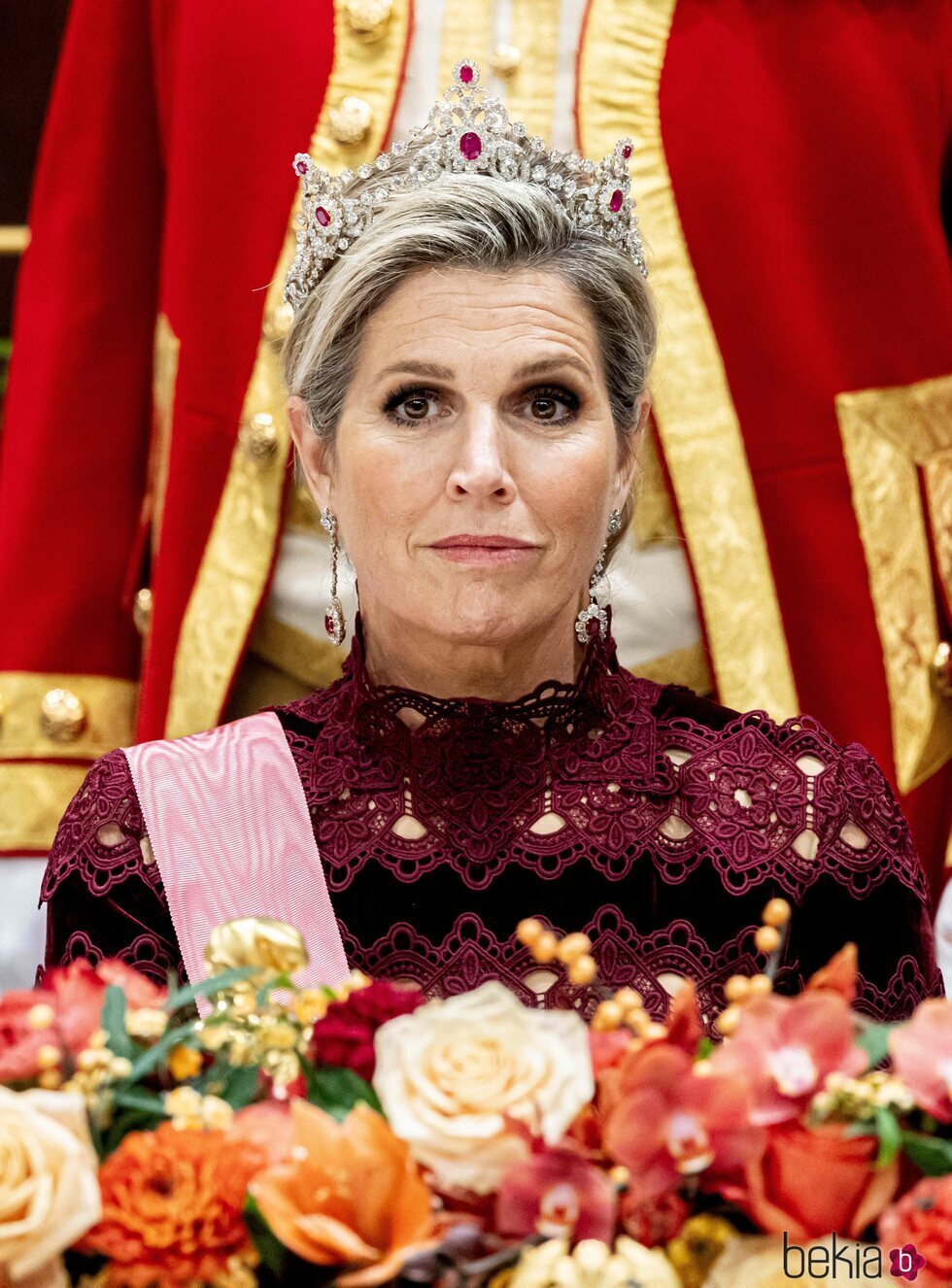 Máxima de Holanda con la Tiara de Mellerio en la cena por la Visita de Estado del Presidente de Corea del Sur a Países Bajos