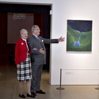 Margarita y Enrique de Dinamarca en la inauguración de su exposición conjunta