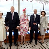 Los Reyes de Noruega, la Reina de Dinamarca y los Reyes de Suecia en el 50 aniversario de reinado de Margarita de Dinamarca