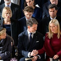 La Familia Real Griega, la Reina Letizia y el Rey Juan Carlos en el homenaje a Constantino de Grecia en Windsor