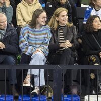 La Infanta Cristina y Johanna Zott en el partido entre el Granollers y el Ademar