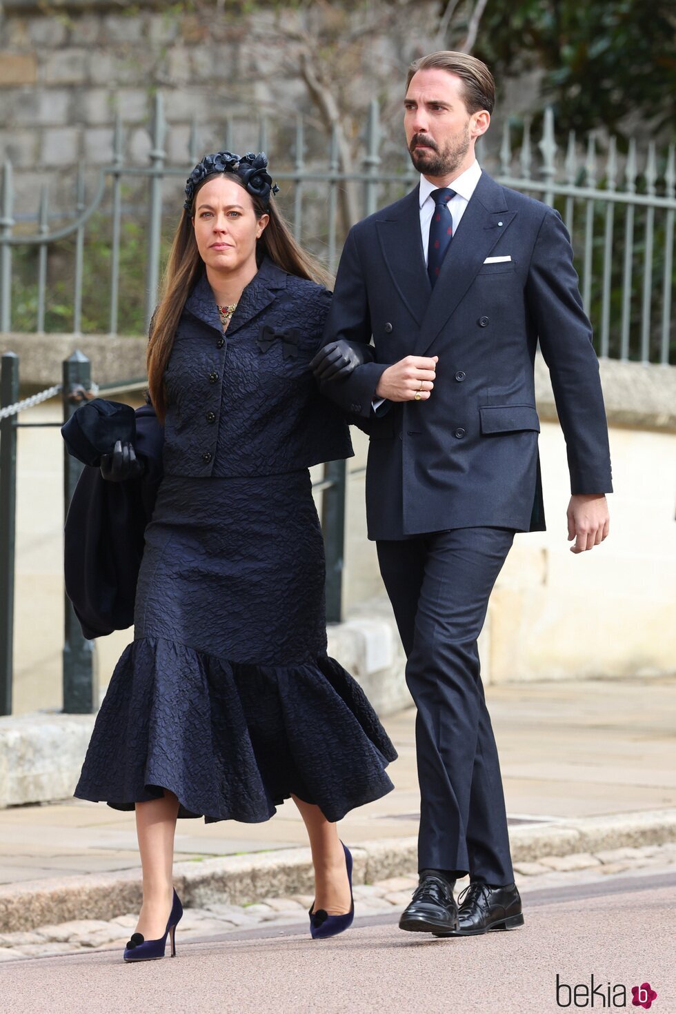 Philippos de Grecia y Nina Flohr en el homenaje a Constantino de Grecia en Windsor