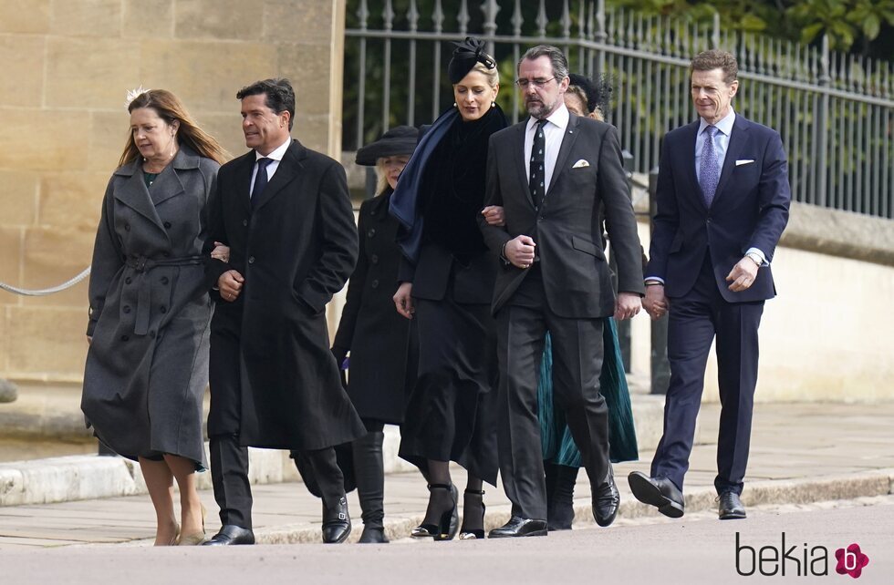 Alexia de Grecia y Carlos Morales, Nicolás y Tatiana de Grecia y James Ogilvy en el homenaje a Constantino de Grecia