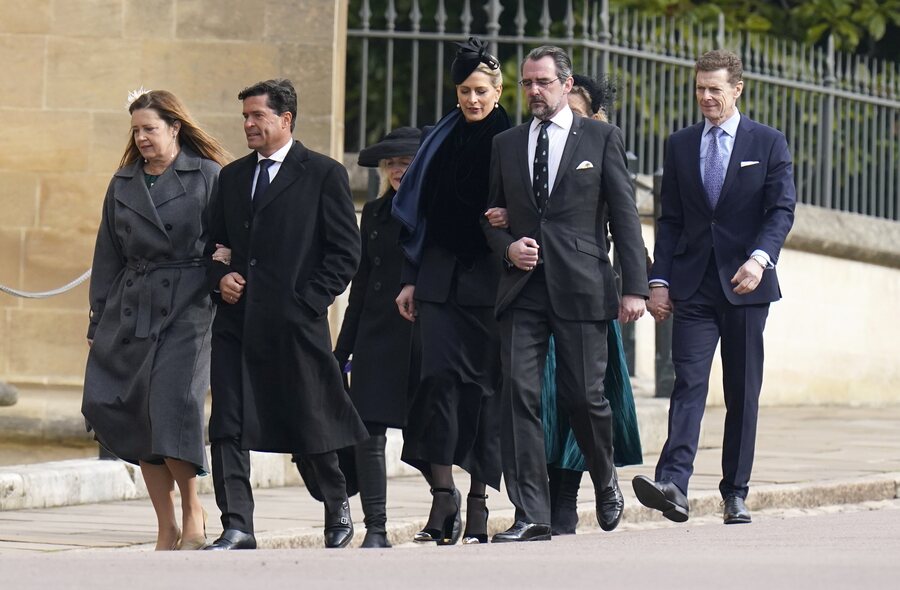 Alexia de Grecia y Carlos Morales, Nicolás y Tatiana de Grecia y James Ogilvy en el homenaje a Constantino de Grecia