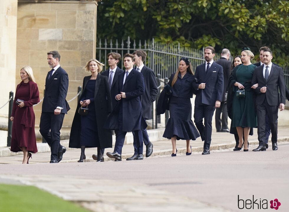 La Familia Real Griega a su llegada al homenaje a Constantino de Grecia en Windsor