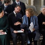 Theodora de Grecia, Philippos de Grecia, la Reina Sofía e Irene de Grecia en el homenaje a Constantino de Grecia