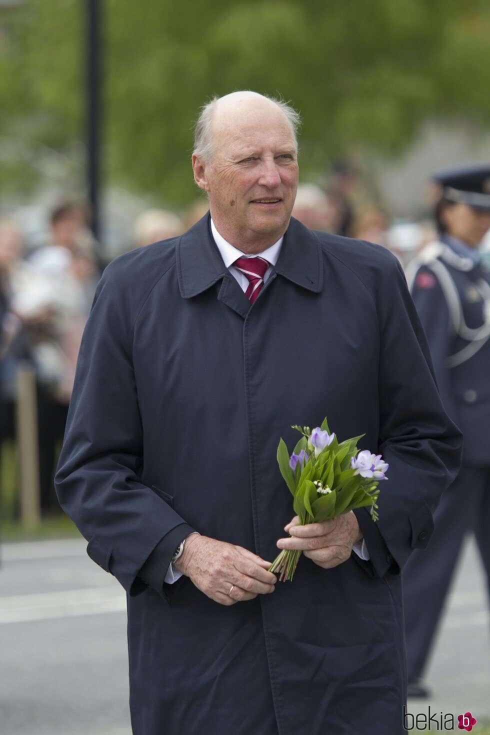 Harald de Noruega en una visita oficial a Oppland