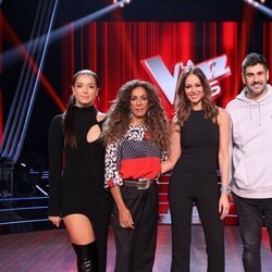 Lola Índigo, Rosario, Eva González, Melendi y David Bisbal en la presentación de 'La Voz Kids 2024'