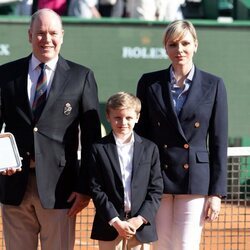 Los Príncipes Alberto y Charlene de Mónaco junto a su hijo en la final del Masters 1.000 de Montecarlo