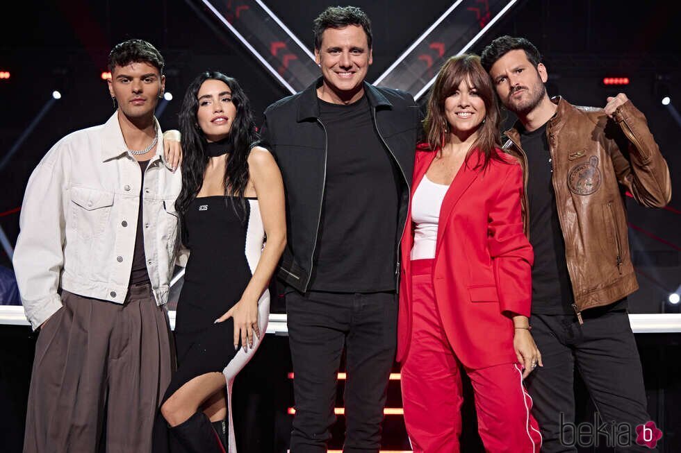 Abraham Mateo, Lali, Ion Aramendi, Vanesa Martín y Willy Bárcenas en la presentación de 'Factor X'