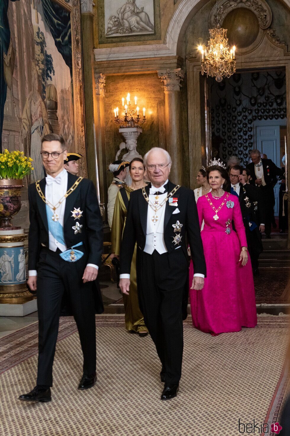 Carlos Gustavo y Silvia de Suecia con el Presidente de Finlandia y su esposa en la cena de gala por su Visita de Estado a Suecia