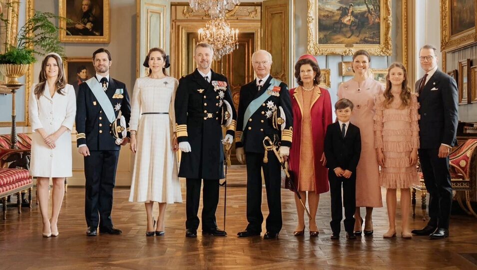 Federico y Mary de Dinamarca con la Familia Real Suecia en su Visita de Estado a Suecia